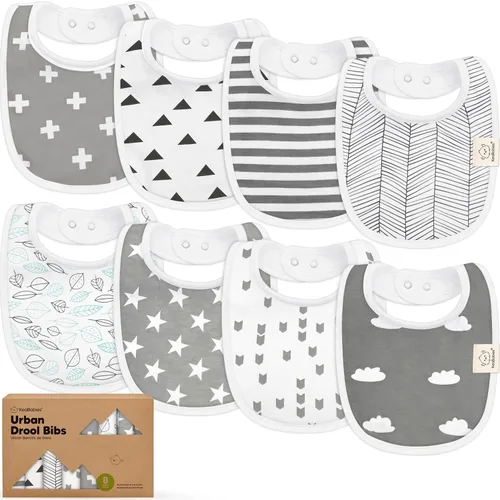 Paquete de 8 baberos orgánicos para niños y niñas, baberos de algodón suave para babear y dentición para bebés niñas y niños, extra absorbentes,