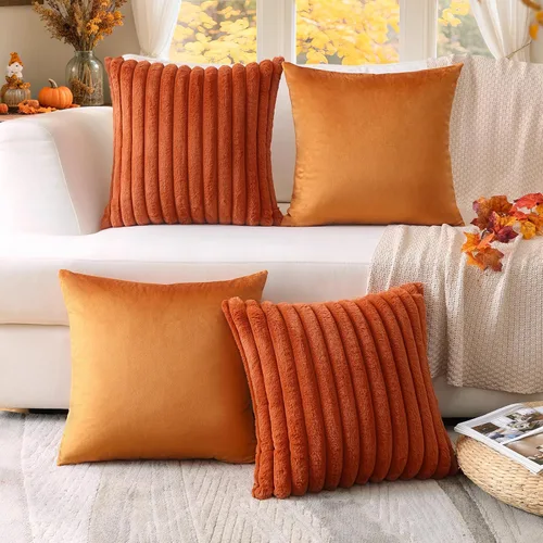Miniatura 13 de OTOSTAR Juego de 4 fundas de almohada decorativas bohemias de otoño de 16 x 16 pulgadas para sofá cama, decoración del hogar en otoño, funda