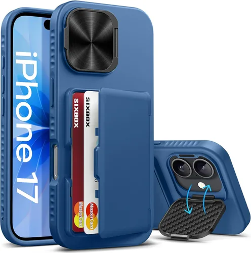 Miniatura 36 de Funda para iPhone 16e tipo cartera, soporte integrado, tarjetero y cubierta para lente de cámara, protección de cuerpo completo, resistente, Negro