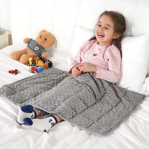 Miniatura 21 de Kivik Manta con peso de 3 libras, manta pesada de puntos Minky suave refrescante para una mejor relajación y sueño, lavable a máquina, 36 x 48 Gris