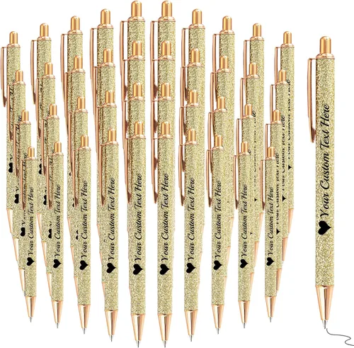 Miniatura 19 de Bolígrafos con purpurina personalizados con nombre, bolígrafos bonitos y bonitos personalizados, bolígrafos retráctiles de tinta negra, suministros