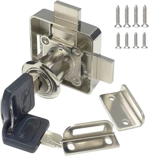 Miniatura 10 de Cerradura de puerta doble para gabinete Cerradura de cajón Cerradura de seguridad [con llave igual] Cerradura de puerta doble