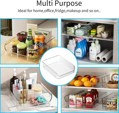 Miniatura 9 de Ettori Organizador de botellas de agua, paquete de 2 cubos organizadores de refrigerador y contenedores de almacenamiento transparentes
