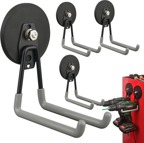 Miniatura 8 de ULIBERMAGNET Ganchos Magnéticos Ultimate Fuertes, Imán Grande con Ganchos para Herramientas de Trabajo Pesado, Sierra Caladora, Manguera, Paquete