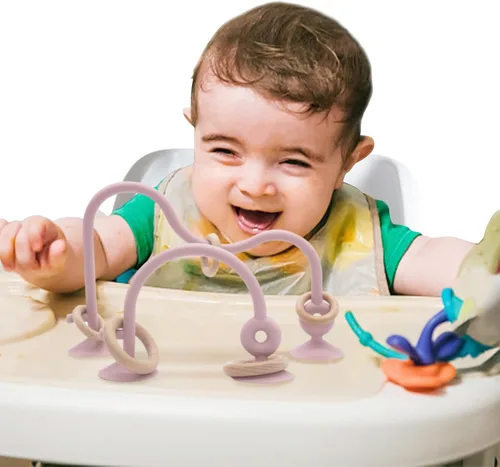 Miniatura 8 de Juguetes para Silla Alta con Ventosas para Bebés y Niños Pequeños, Juguete de Dentición de Silicona de Grado Alimenticio para Niños de 6, 9, 12, 18