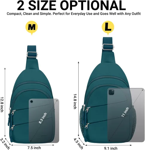 Miniatura 7 de Bolsos cruzados para mujeres, bolso bandolera para hombres, pequeña mochila de senderismo antirrobo ligera para viajes al aire libre, Azul verdoso