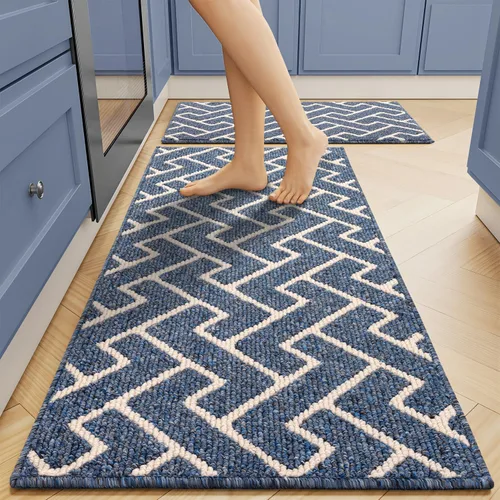 Miniatura 25 de hicorfe Juego de 2 tapetes de cocina antideslizantes para piso, cómodas alfombras de cocina lavables para pasillos, entrada, cuarto de servicio