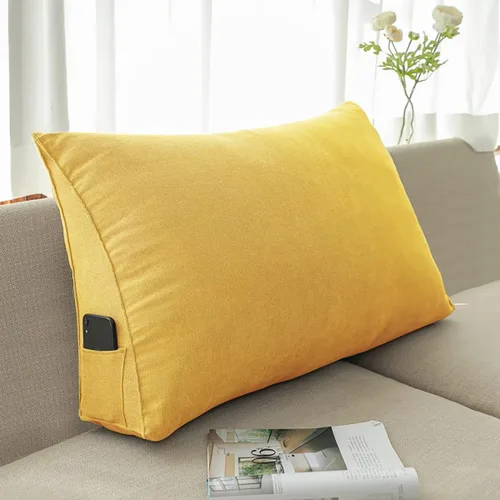 Miniatura 10 de Almohada triangular de cuña negra y gris para sentarse en la cama, cojín de cuña para respaldo, soporte lumbar de espalda, almohada tapizada
