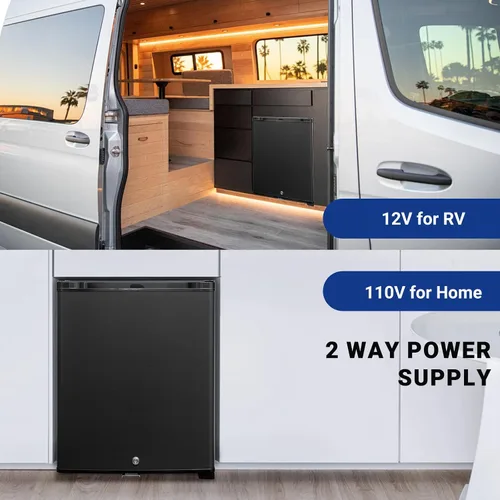 Miniatura 3 de Mini refrigerador con cerradura de 1.0 pies cúbicos, refrigerador pequeño de 110 V 12 V, puerta reversible, silencioso, sin ruido para dormitorio