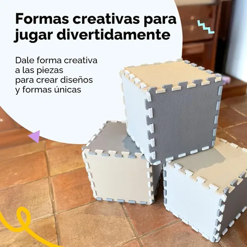 Miniatura 7 de MioTetto Tapete de juego para bebé, baldosas de espuma suave para el suelo para niños. Baldosas de espuma entrelazadas ajustables, se adapta a
