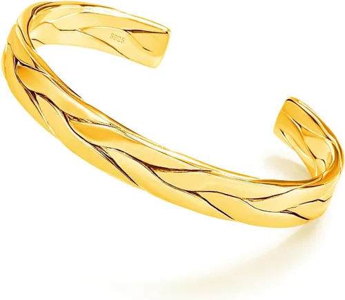 Miniatura 9 de Pulsera de plata de ley 925 para hombres y mujeres, pulseras simples para parejas, joyería para él, pulsera ajustable en una bonita caja de regalo