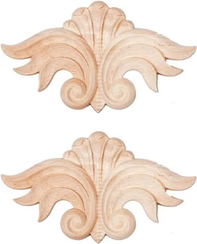 Miniatura 36 de Apliques de madera - Onlays tallados a mano (sin pintar) para puerta, pared, gabinete, chimenea y armario