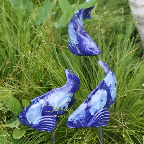 Miniatura 9 de Koi Fish Decor Garden: 3 piezas de escultura de pez Koi de resina, estatua de peces de jardín con estaca, para exteriores, patio, césped, estanque