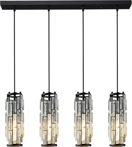 Miniatura 26 de LMQNINE Lámpara colgante de 4 luces doradas modernas, mini candelabros de cristal, lámpara colgante ajustable para cocina, isla, comedor, dormitorio
