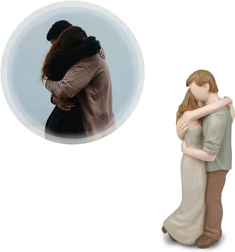 Miniatura 2 de Figura Romántica de Abrazo de Pareja, Aniversario de Boda Esculpida, Pintada a Mano, Regalos para Él y Ella, en Momentos de Amor, Estatua
