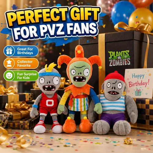 Miniatura 7 de Dyharnsty 3 piezas de juguetes de peluche de Plants vs Zombies, Zombie Sport Jester Gargantuar Zombi, figura suave, plantas contra zombies, juguetes