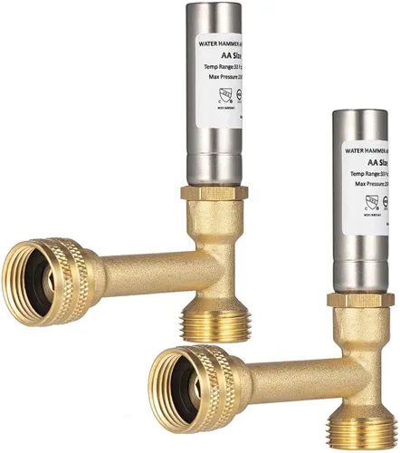 Miniatura 9 de Paquete de 2 pararrayos de martillo de agua, lavadora 3/4 absorbe golpes y reduce el ruido, lavadora de lavandería, válvula de golpeo, manguera