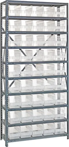 Miniatura 224 de Quantum QSBU-245BK Heavy Duty Shelving Unit with (7) Shelves and (24) QUS245 Black Bins for Garage Warehouse Storage Distribution 400 lb Load