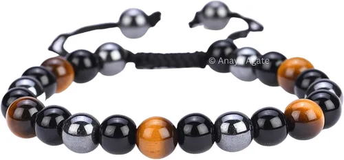 Miniatura 259 de Adjustable Crystal Bracelet – Gemstone Bead Bracelet with Adjustable Macrame String – Chic Gemstone Bracelet for Men and Women – 8mm Round Healing