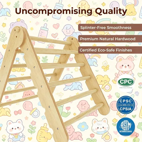 Miniatura 3 de LINKHOO Pikler Triangle Set of 3, Wooden Montessori Climbing Set for Toddlers Ages 2-6, Indoor Jungle Gyms with Arch, Ramp and Ladder, Natural