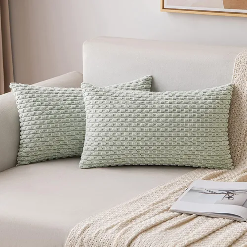 Miniatura 56 de MIULEE - Paquete de 2 fundas de cojín decorativas, modernas y boho, de terciopelo, con textura a rayas, para sofá, cama, sala de estar, decoración