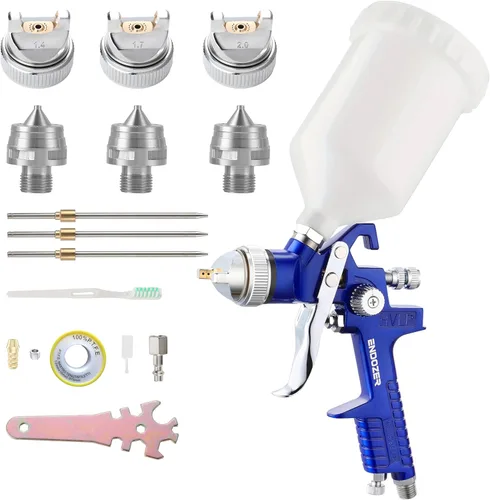 Miniatura 7 de ENDOZER Pistola de pulverización profesional de aire de alimentación por gravedad HVLP con boquillas de 1.3 1.5 y 0.071 in, pistola de pintura