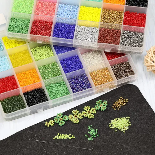 Miniatura 6 de Tamaño 12/0 - Cuentas de cristal para manualidades de 0.079 pulgadas (0.079 in), juego surtido con caja organizadora para fabricación de joyas