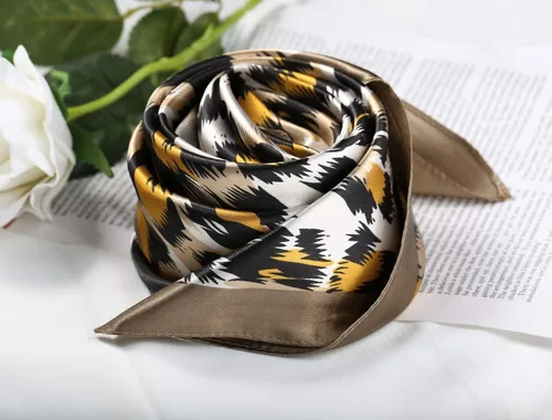 Miniatura 2 de Allegra K Pañuelos cuadrados con estampado de leopardo para mujer, pañuelo y cuello