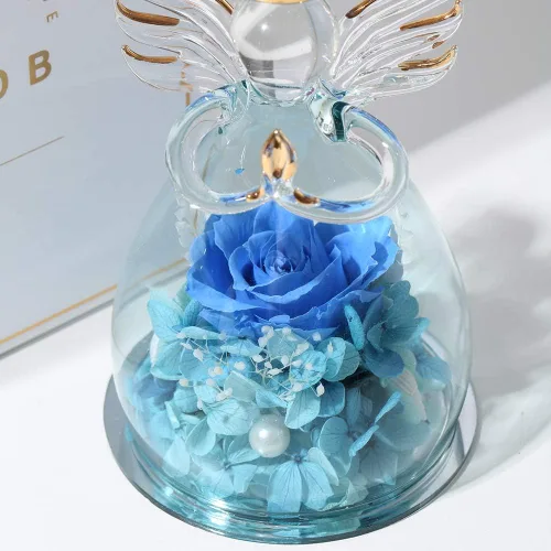Miniatura 7 de ANLUNOB - Flores preservadas, regalos de cumpleaños y Navidad para mujeres, ángeles con bonitas rosas azules para regalos de boda y Acción de Gracias