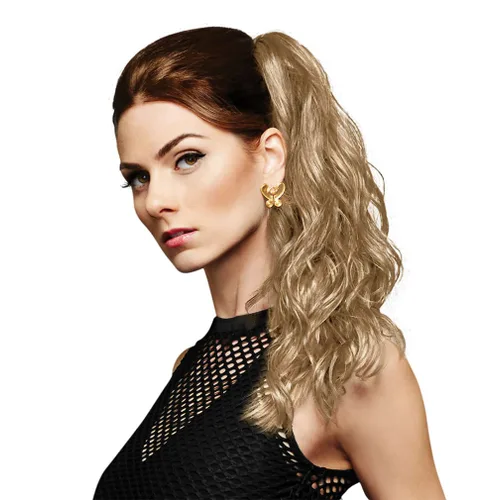 Miniatura 9 de Cola de caballo simplemente rizada de 18 pulgadas, color R14/25 Honey Jengibre, HairDo Hairpieces Claw Clip Pony Tru2Life resistente al calor, ondas