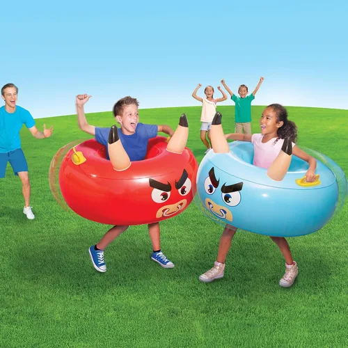 Miniatura 4 de Banzai: Bump ‘N Bull Battle Set - Red & Blue, 2 Inflatable Body Bumper Toys, 37" Animal Ring Boppers, Bouncer Grip Handles, Outdoor Game Play, Kids
