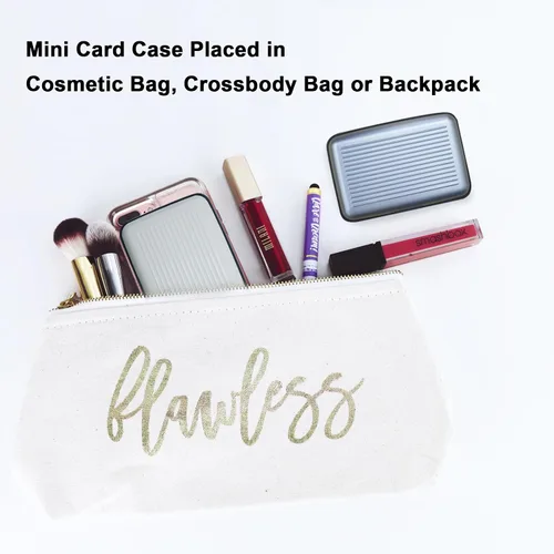 Miniatura 5 de Oirtmiu Mini cartera de aluminio RFID para tarjetas de crédito, Color sólido, Moderno, colorido, ligero y práctico