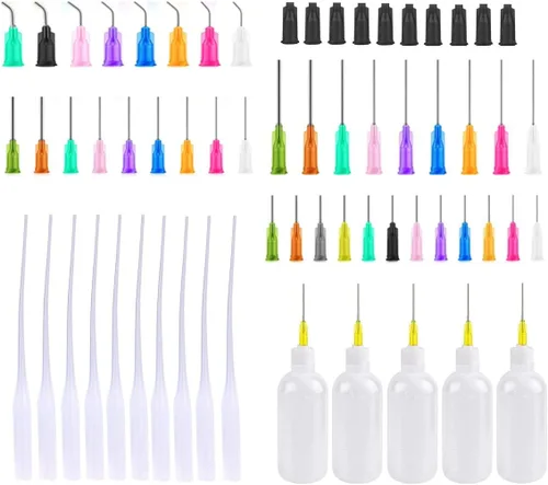 Miniatura 13 de Juego de jeringas aplicadoras dispensadoras, 5 jeringas dispensadoras de 10 ml con agujas dispensadoras y tapas para manualidades de quilling