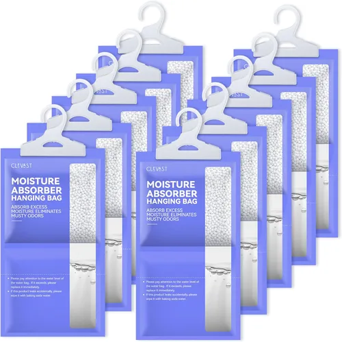 Miniatura 15 de CLEVAST Paquete de 10 bolsas de absorción de humedad, bolsas deshumidificadoras para armario, absorbentes de humedad colgantes sin perfume