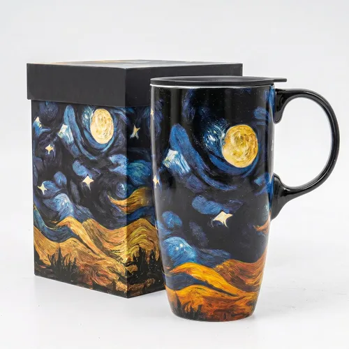 Miniatura 11 de Topadorn Taza de viaje de cerámica con asa, taza de café de cerámica, taza de té latte, caja de colores, 17 onzas, tapa resistente a salpicaduras