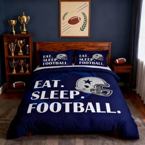 Miniatura 9 de Juego de funda de edredón para niños de fútbol americano, tamaño individual, juego de ropa de cama de fútbol de rugby de llama, decoración