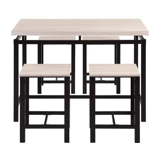 Miniatura 5 de Moderno juego de comedor de 5 piezas con encimera y altura de barra, mesa de comedor y 4 sillas, adecuado para comedor, cocina, bar (beige @A ~)