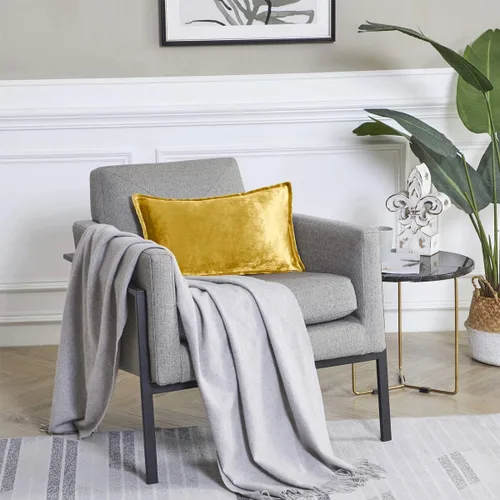 Miniatura 6 de GIGIZAZA Fundas de Almohadas Decorativas de Terciopelo Dorado Lumbar 12x20 Oblongas para Sofá y Sillón Paquete de 2