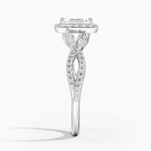 Miniatura 3 de IGI Anillo de compromiso de diamantes creados en laboratorio de excelente talla esmeralda blanca de 1.18 quilates con marquesa de acento y diamantes