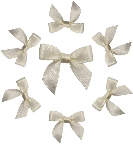 50 mini lazos de satén para costura, álbumes de recortes, manualidades y decoración de regalos (blanco antiguo)