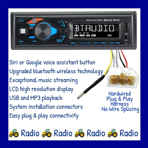 Miniatura 2 de Generic LS Tractor Radio 12V AM FM Bluetooth Streaming USB Fácil Instalar Conectar Arnés Sin Empalme de Cable Directo Plug & Play Estéreo Pesado
