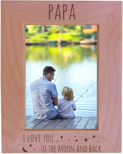 Miniatura 3 de CustomGiftsNow Papa I Love You Too The Moon And Back - Marco de fotos de madera para fotos de 5 x 7 pulgadas (horizontal)