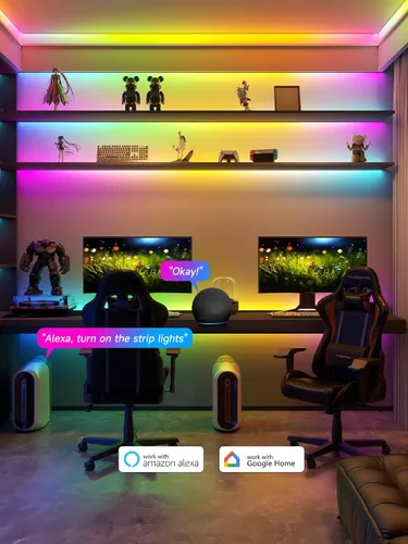 Miniatura 4 de TJOY BGRIC - Tira de luces LED de 16.4 pies, luces LED inteligentes compatibles con Alexa y Google Assistant, segmento de color DIY, luces LED WiFi