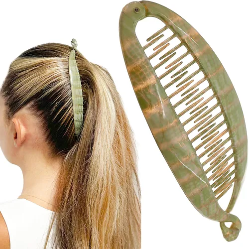 Miniatura 10 de Camila Paris CP3133 - Peine de pelo con clip de plátano francés de 4.5 pulgadas, para niñas, estilo clásico, flexible, para cola de caballo Beige