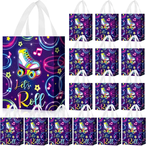 Miniatura 15 de Locmeo 24 bolsas de recuerdo de fiesta con asas reutilizables no tejidas para dulces, bolsas de regalo para niñas y niños, cumpleaños, baby shower
