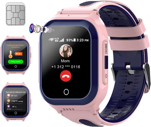 Miniatura 7 de Wonlex - Reloj inteligente 4G para niños con tarjeta SIM, reloj inteligente GPS para niños, monitor de salud con temperatura, videollamadas, cámara