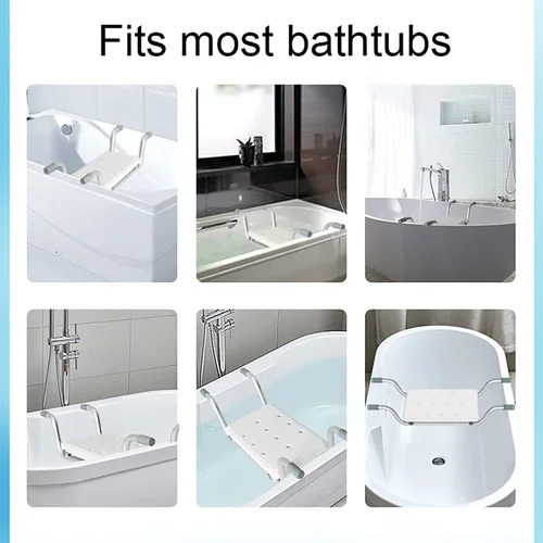 Miniatura 7 de Banco de baño, taburete de ducha resistente de aluminio de longitud ajustable, asiento de baño adecuado para bañeras con un ancho de apertura de 23