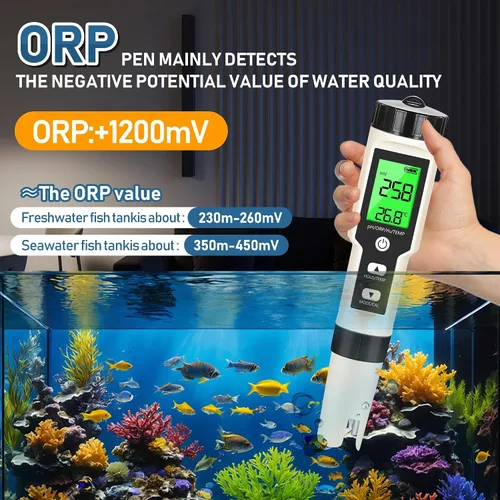 Miniatura 6 de Pruebador de Agua de Hidrógeno 4 en 1 pH, H2, ORP y Temp, Medidor de pH Medidor de ORP Probador de Hidrógeno para Agua con ATC y Retroiluminación