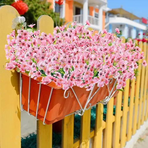 Miniatura 3 de Jutom 24 piezas de flores artificiales para decoración al aire libre, flores sintéticas de seda resistentes a los rayos UV, plantas a granel, Azul