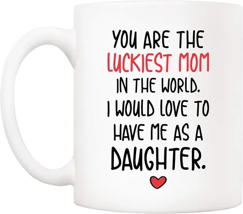Miniatura 2 de 5Aup Divertidos Regalos De Día De La Madre Para Mamá, Taza De Café De Navidad Mamá, Eres La Mamá Más Afortunada Del Mundo Me Encantaría Tenerte Como